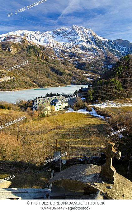 Panoramic views from Tramacastilla de Tena of Bubal reservoir  Tena Valley, Huesca Pyrenees, Spain