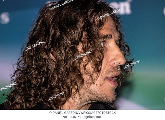 Carlos Puyol during the press conference at the UEFA Champions League Trophy Tour in Bogota on March 30, 2017