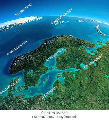 Detailed Earth. Europe. Scandinavia