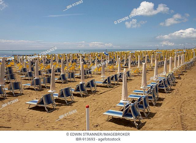 Empty beach in Jesolo, Upper Adria, Italy, Europe