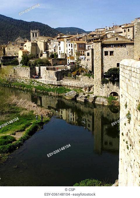 View of the medieval town of Besalu, Catalonia, Spain