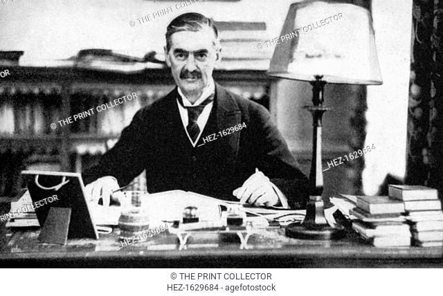Neville Chamberlain (1869-1940), British prime minister, c1930s (1936). Following his election to parliament in 1918, Chamberlain served as postmaster general...