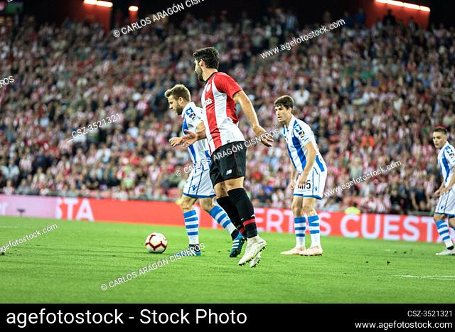 BILBAO, SPAIN - OCTOBER 05, 2018: Raul Garcia, Athletic player, regrets the missed opportunity during a Spanish League match between Athletic Club Bilbao and...