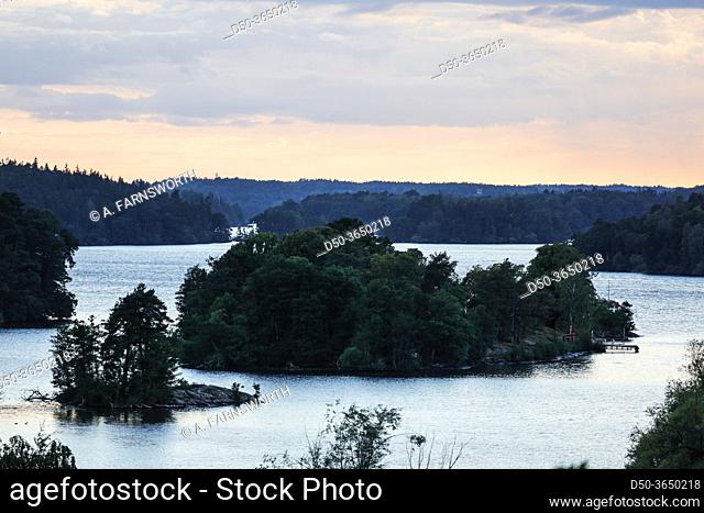 Stockholm, Sweden Islands in Lake Malaren at sunset