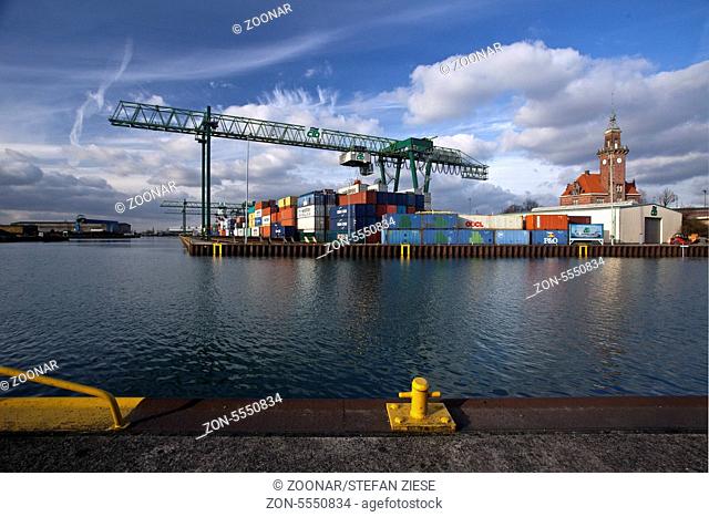 Port with container terminal, Dortmund, Germany