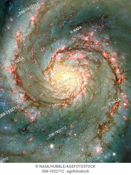 The Whirlpool Galaxy is a classic spiral galaxy. At only 30 million light years distant and fully 60 thousand light years across, M51, also known as NGC 5194
