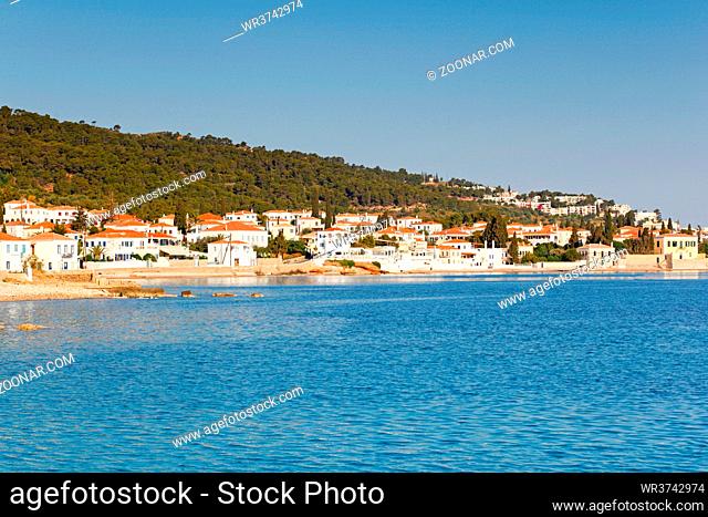 Traditional houses in the town of Spetses island, Greece