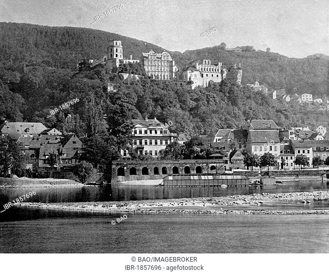 Early autotype of Heidelberg, Baden-Wuerttemberg, Germany, historical photographs, 1884