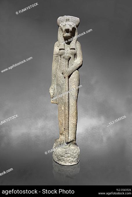 Ancient Egyptian statue of goddess Sekhmet, grandodiorite, New Kingdom, 18th & 20thDynasty (1390-1150 BC), Thebes. Egyptian Museum, Turin