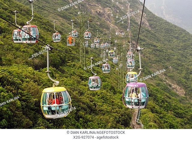 Cable cars connecting Low Land and High Land in Ocean's Park, Hong Kong, HKSAR