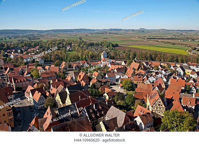 Bavaria, Bavarian, look, glance, roofs, Daniel, Germany, town, city, Europe, Georg, Nördlingen, Ries, Swabian, tower