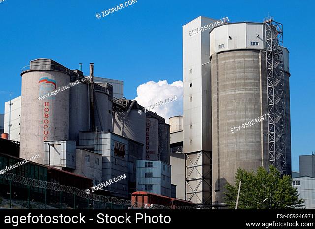 Novorossiysk, Russia - July 8, 2018: A large cement plant Verkhnebakansky cement plant