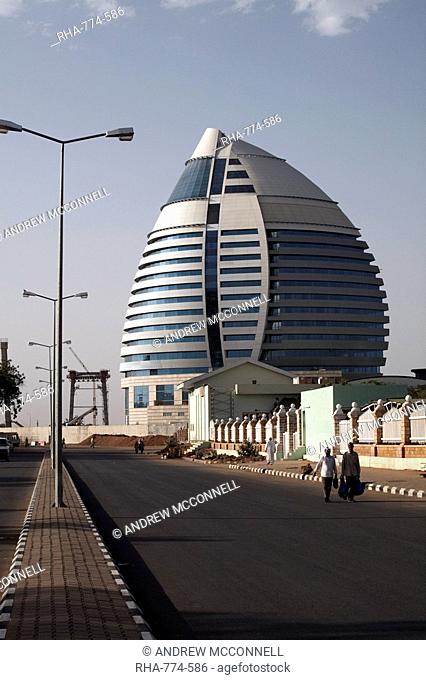 The 5-star Boji Al-Fateh Hotel Libyan Hotel, designed to represent a sail, Khartoum, Sudan, Africa
