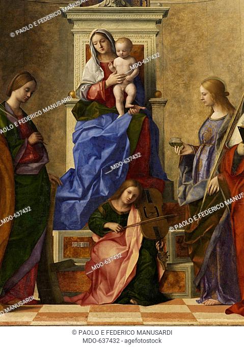 Madonna and Child on a throne among Saint Peter, Saint Catherine of Alexandria, Saint Lucy and Saint Girolamus - Altar piece of Saint Zaccaria
