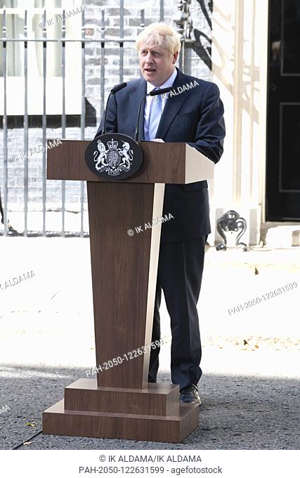 Boris Johnson arrives as Prime Minister to Downing Street and makes his first speech. London, UK. 24/07/2019 | usage worldwide