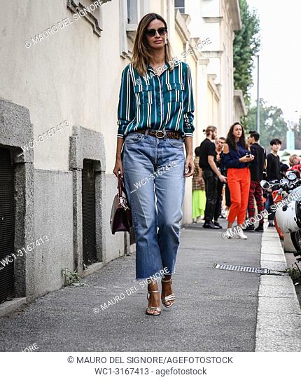 MILAN, Italy - September 19 2018: Clara Racz on the street during the Milan Fashion Week