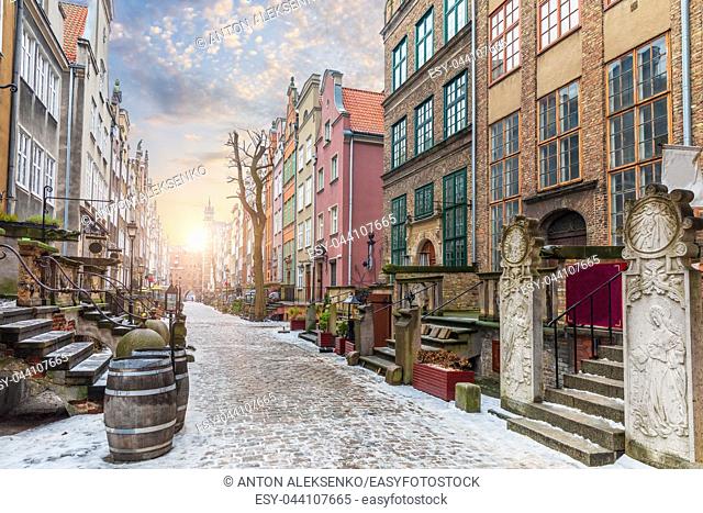 Mariacka street, a famous old european street in Gdansk, Poland, no people