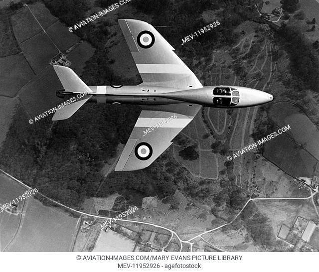 An RAF Hawker Hunter T. Trainer Flying