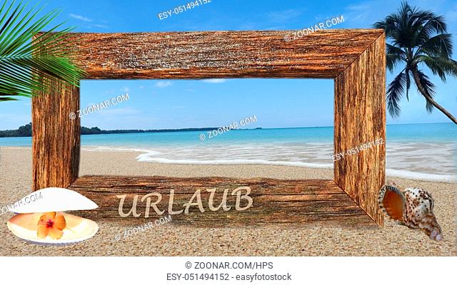 Wooden frame on the beach