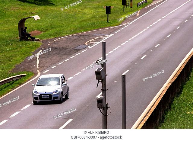 Photo, Radar, Material, Speed, Limit, Highway Anhanguera, Ribeirão Preto, São Paulo, Brazil