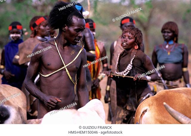 Ethiopia, Omo valley, the bull jumping ceremony of the hamer tribe