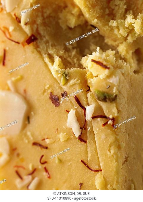Ambala Kesar Pak (coconut fudge with saffron, India)
