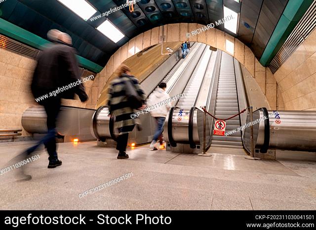 The reconstructed Jiriho z Podebrad metro station was put into test operation on November 2, 2023, Prague, Czech Republic. (CTK Photo/Richard Mundl)