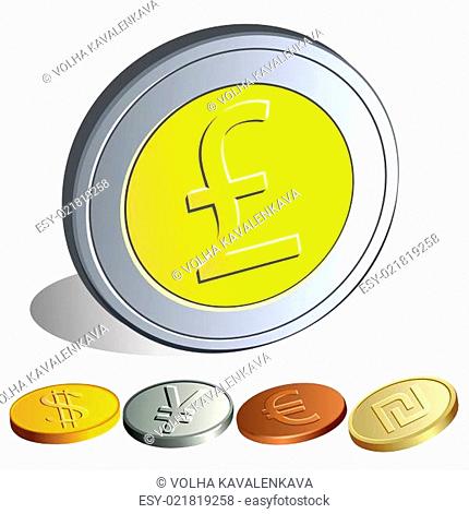 Money coins with the symbols of the major currencies