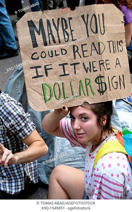 September 30, 2011, Downtown Manhattan, Liberty Plaza , Zuccotti Park, Wall Street financial area vicinity, Occupy Wall Street is an ongoing series of...