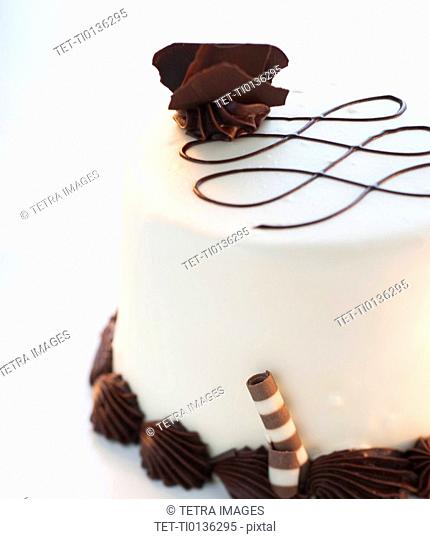 A chocolate and vanilla cake