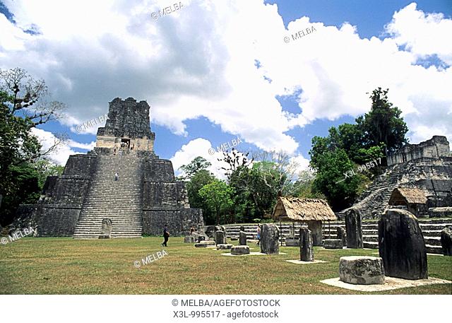 Temple II  Mayan ruins of Tikal national park  Peten region, Guatemala