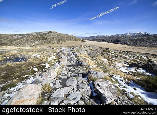 Gredos mountains way from the platform to the lake Avila Castile Leon Spain