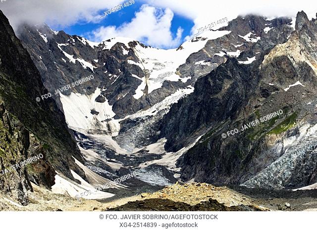 Glaciar de Miage. Macizo del Mont Blanc - Aosta. Alpes - Val d'Aosta. Italia. Europa