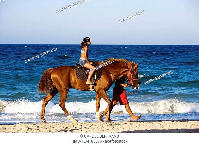 Tunisia, South-Eastern, Zarzis, Horseriding on the beach