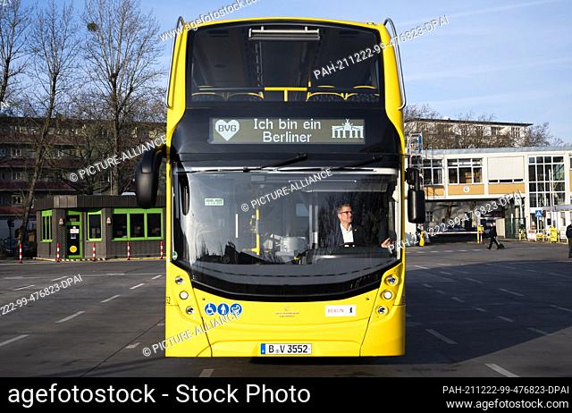 22 December 2021, Berlin: Rolf Erfurt, member of the board of BVG, sits in a BVG double-decker bus of the new generation