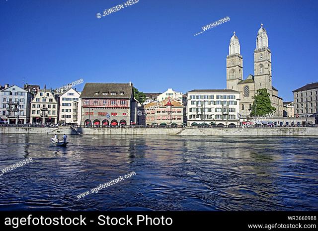 Switzerland, Zurich, View of Hotel Storchen