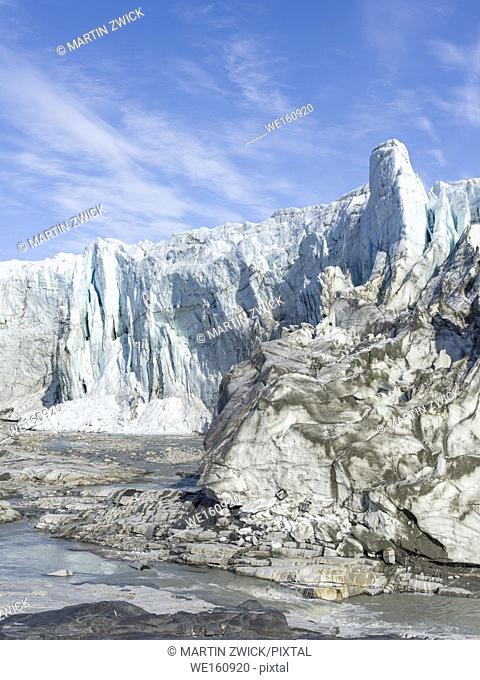 Terminus of the Russell Glacier. Landscape close to the Greenland Ice Sheet near Kangerlussuaq. America, North America, Greenland, Denmark