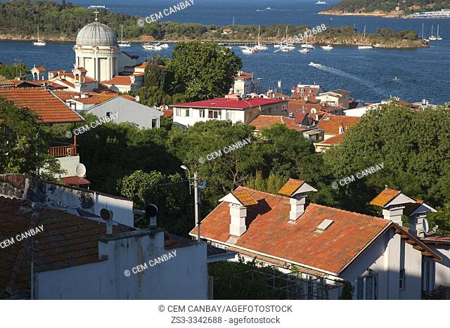 View to the Agios Ioanis Orthodox Church in Burgazada island, Prince Islands, Istanbul, Marmara Region, Turkey, Europe