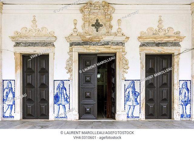 The entrance of the Room of the Acts of the Former Colegio do Espirito Santo, Courtyard of Evora University, Alentejo Region, Portugal, Europe