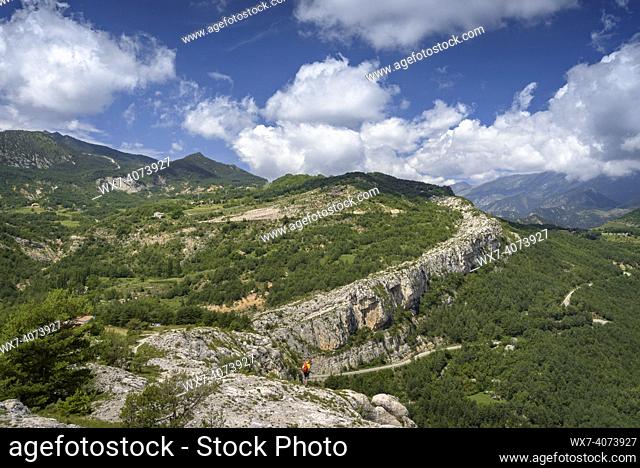 View of the Vallcebre cliffs in summer (BerguedÃ , Catalonia, Spain, Pyrenees). ESP: Vista de los acantilados de Vallcebre en verano (BerguedÃ , Cataluña