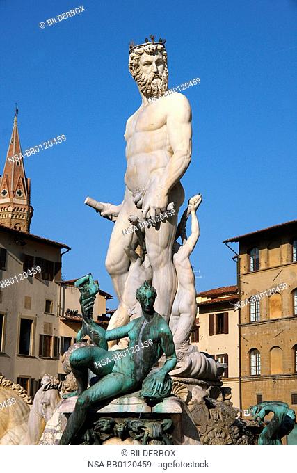 Italy, Florence, Piazza della Signoria, Neptune fountain