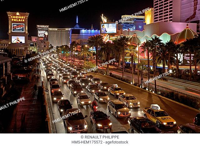 United States, Nevada, Las Vegas, Las Vegas Strip by night