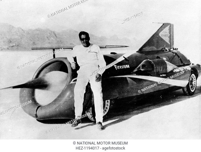 Art Arfons with 'Green Monster' Land Speed Record car, c1966. Arfons set three Land Speed Records in his jet-powered 'Green Monster' car in the 1960s