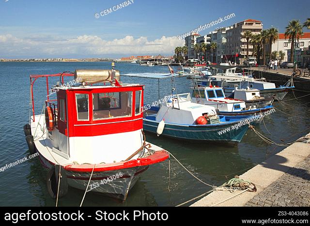 Traditional fishing boats inside the harbour of ancient Kydonies todays Ayvalik town, Balikesir, Aegean Region, Turkey, Europe