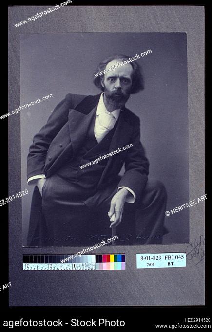 Sir Hall Caine, three-quarter length portrait, facing front, c1895. Creator: Clayton Stone Harris