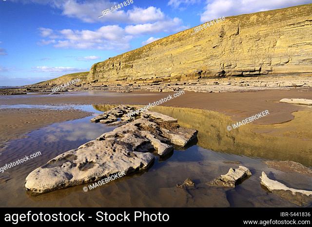 Dunraven Bay in the winter sun at Southerndown on the Glamorgan Heritage Coast, Wales, UK