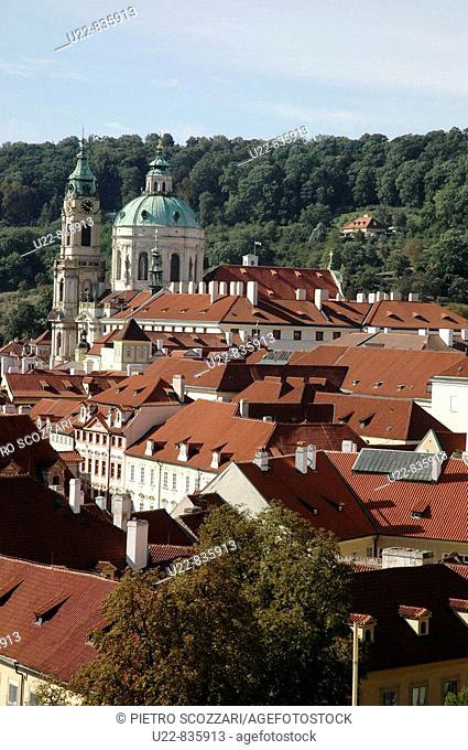 Prague Czech Republic, view on Mala Strana and the Petrin Hill