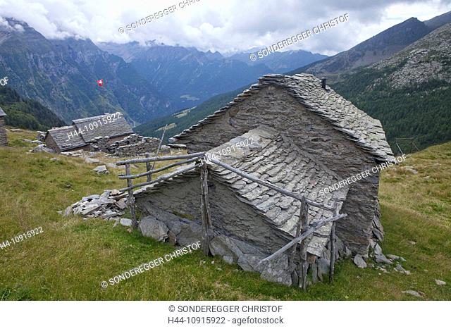 Canton, Ticino, Switzerland, Europe, Tessin, southern Switzerland, mountain, mountains, agriculture, hut, house, home, stone house, Val Malvaglia, Alp Urbell