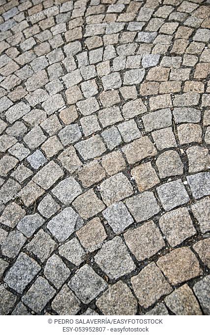 Floor of a street with stone tiles in Bratislava, Slovakia