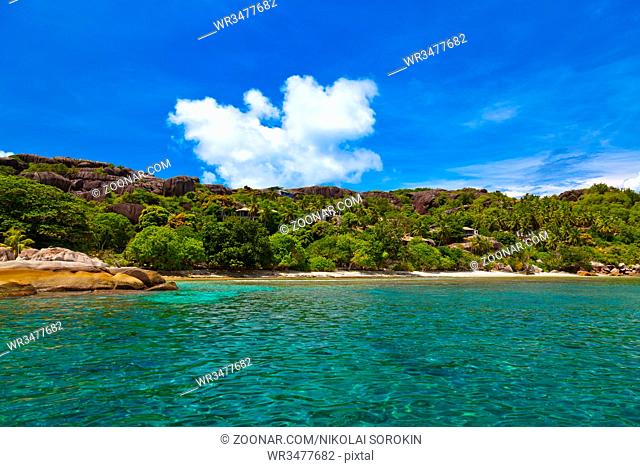 Tropical island at Seychelles - vacation nature background